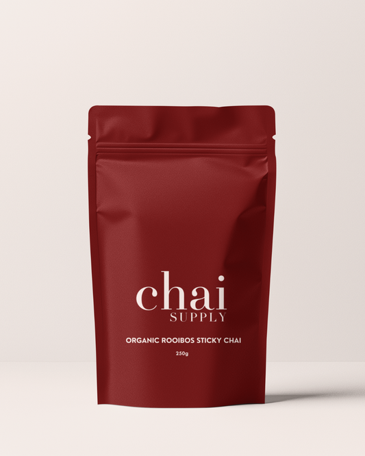 Retail Box of Organic Rooibos Sticky Chai